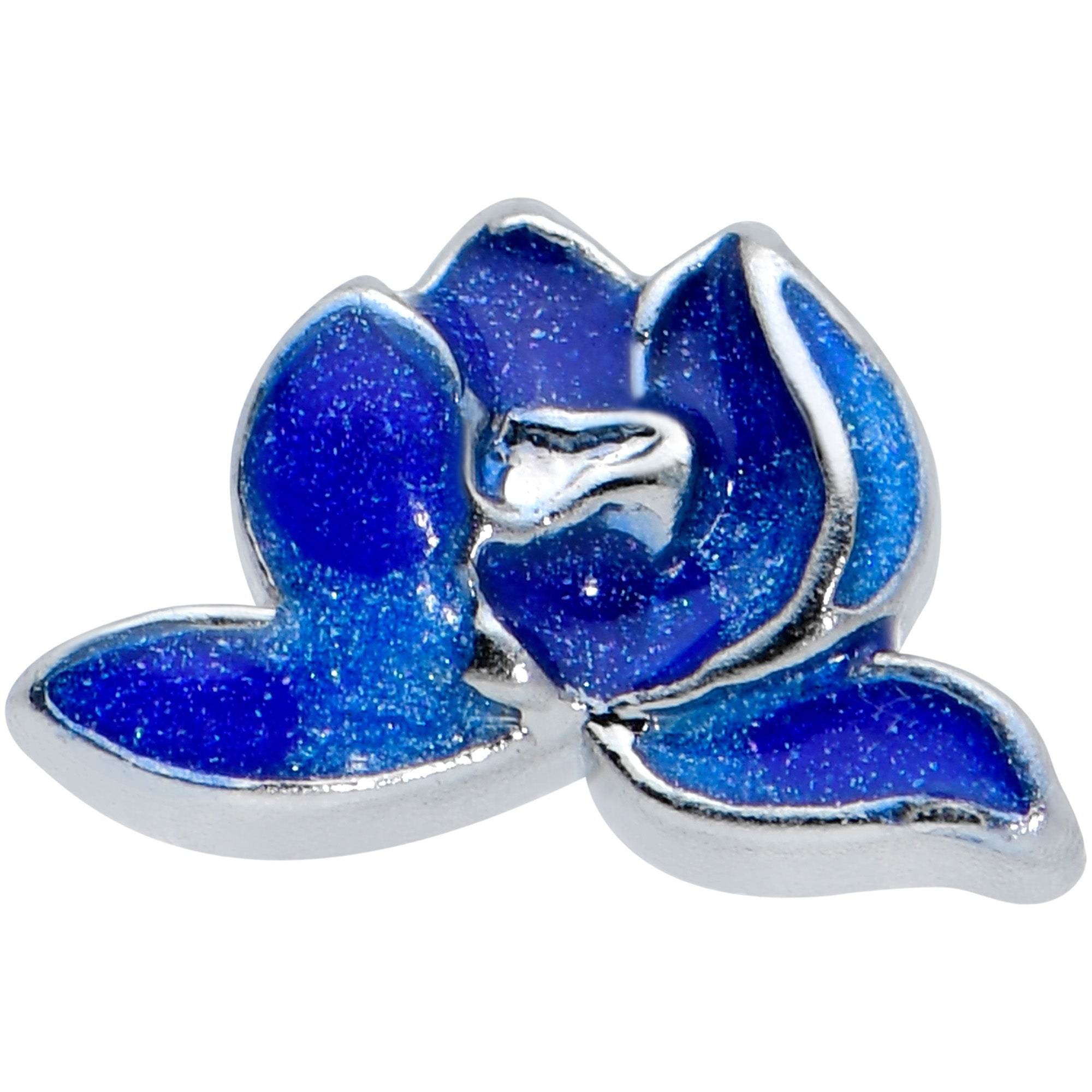 BodyCandy 16G 1/4 Lovely Blue Lotus Flower Cartilage Tragus Earring — detail close-up