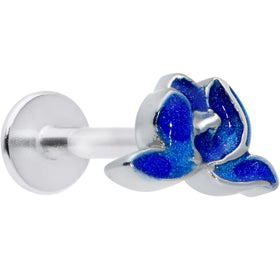 16G 5/16 Lovely Blue Lotus Flower Labret Monroe Tragus