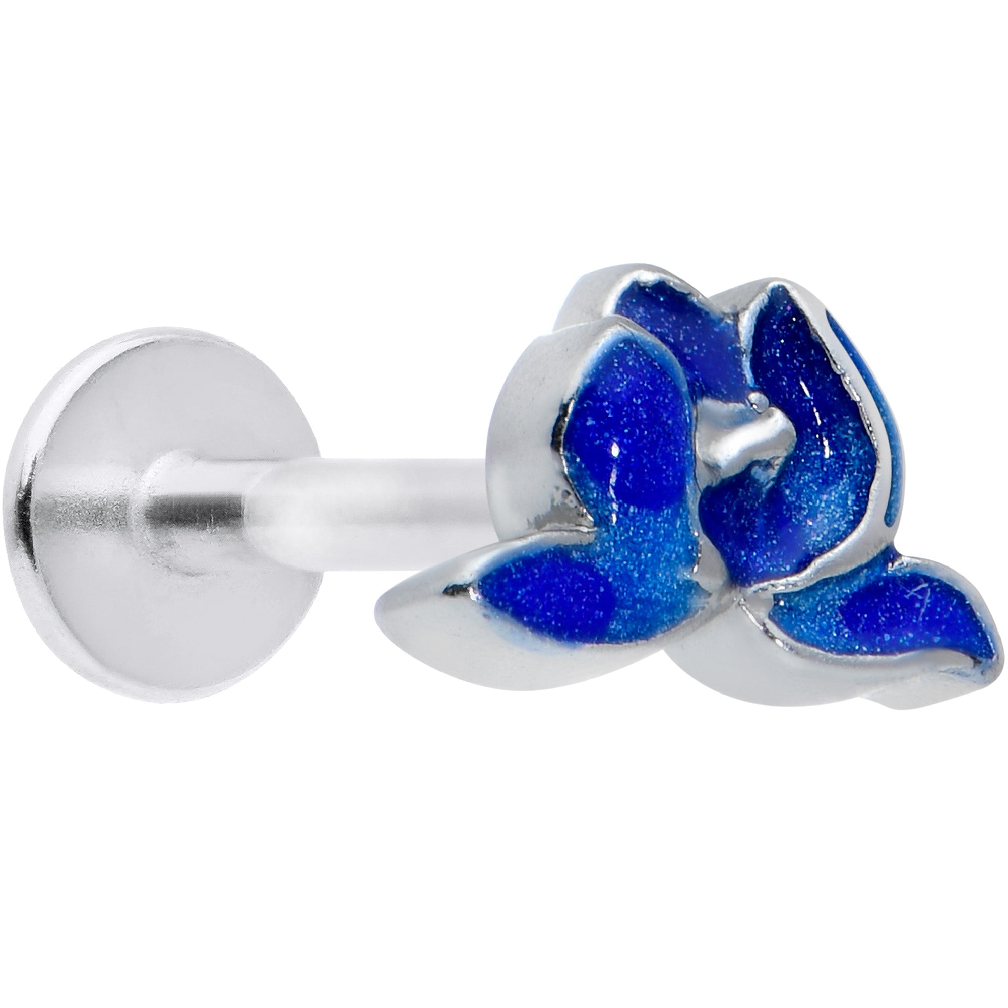 BodyCandy 16G 5/16 Lovely Blue Lotus Flower Labret Monroe Tragus — main product shot