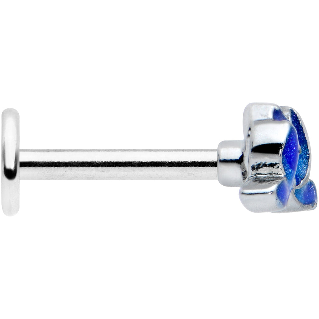 BodyCandy 16G 5/16 Lovely Blue Lotus Flower Labret Monroe Tragus — lifestyle context