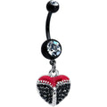BodyCandy Clear Black CZ Gem Black Get Unzipped Heart Valentines Day Belly Ring — main product shot