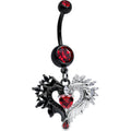 BodyCandy Red CZ Gem Black Elegant Winged Heart Valentines Day Dangle Belly Ring — main product shot