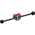 BodyCandy 14G Black CZ Gem Black Unzipped Heart Industrial Barbell 38mm — main product shot