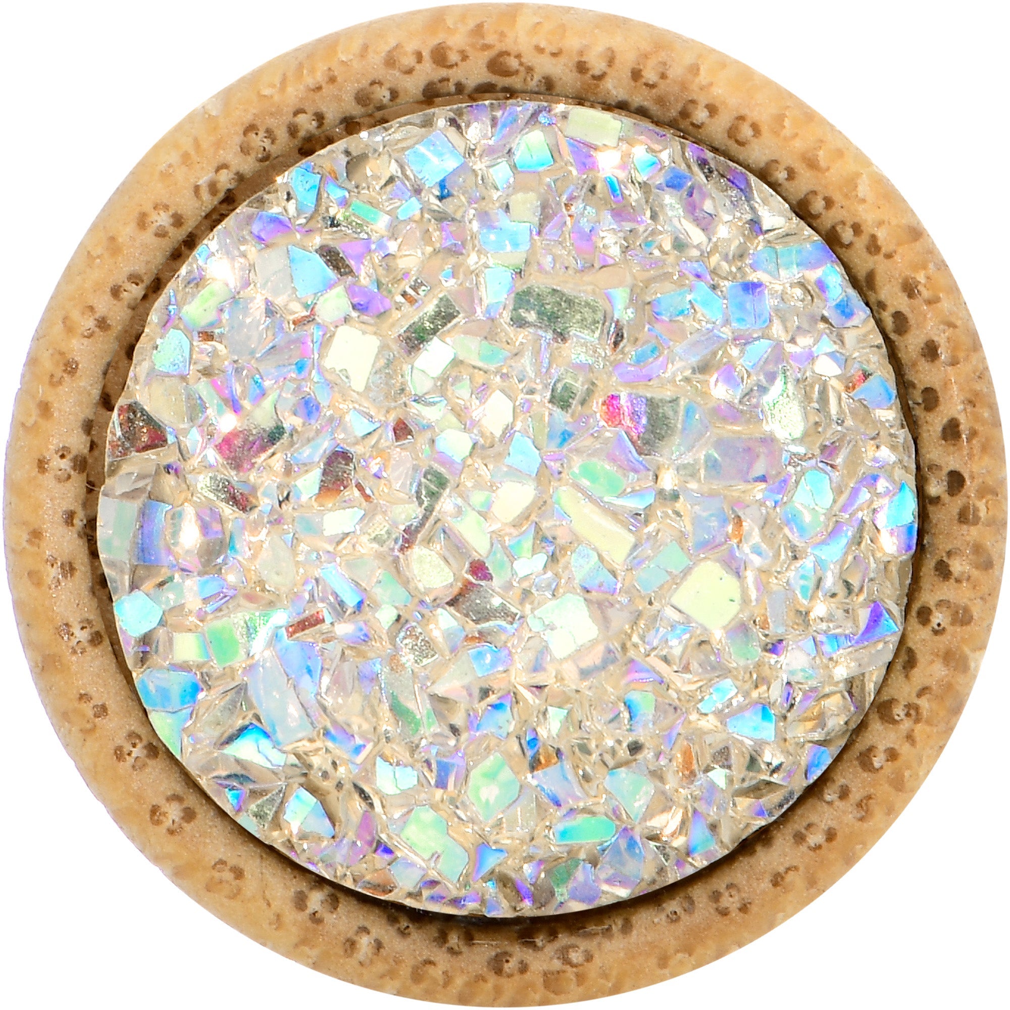 BodyCandy 7/16 White Druzy Stone Wood Saddle Plug Set — lifestyle context