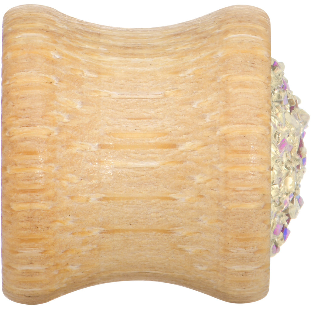 BodyCandy 7/16 White Druzy Stone Wood Saddle Plug Set — side view