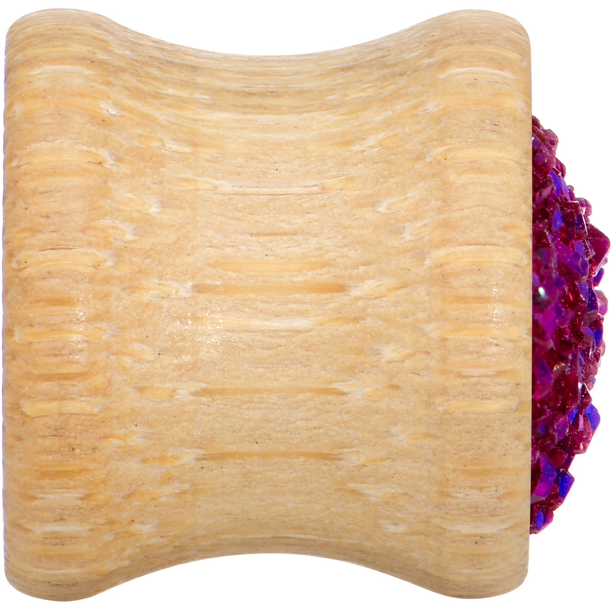 BodyCandy 7/16 Pink Druzy Stone Wood Saddle Plug Set — side view