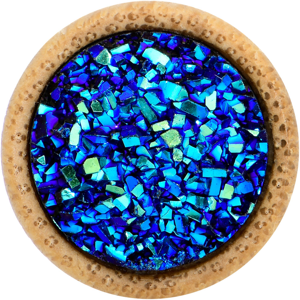 BodyCandy 7/16 Blue Druzy Stone Wood Saddle Plug Set — lifestyle context