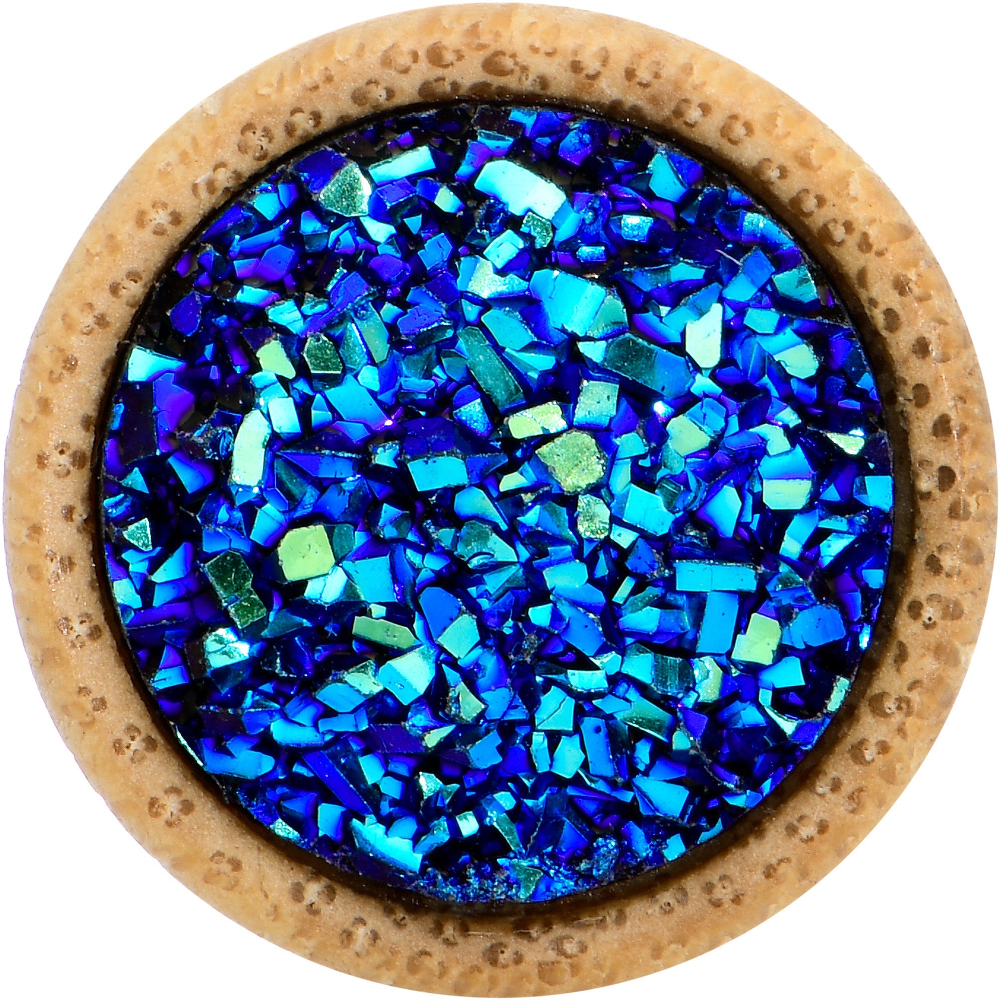 BodyCandy 7/16 Blue Druzy Stone Wood Saddle Plug Set — lifestyle context