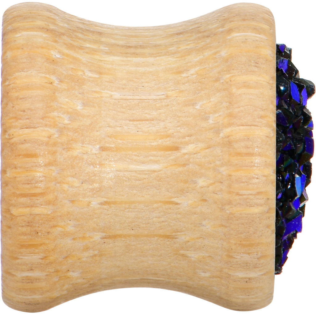 BodyCandy 7/16 Blue Druzy Stone Wood Saddle Plug Set — side view