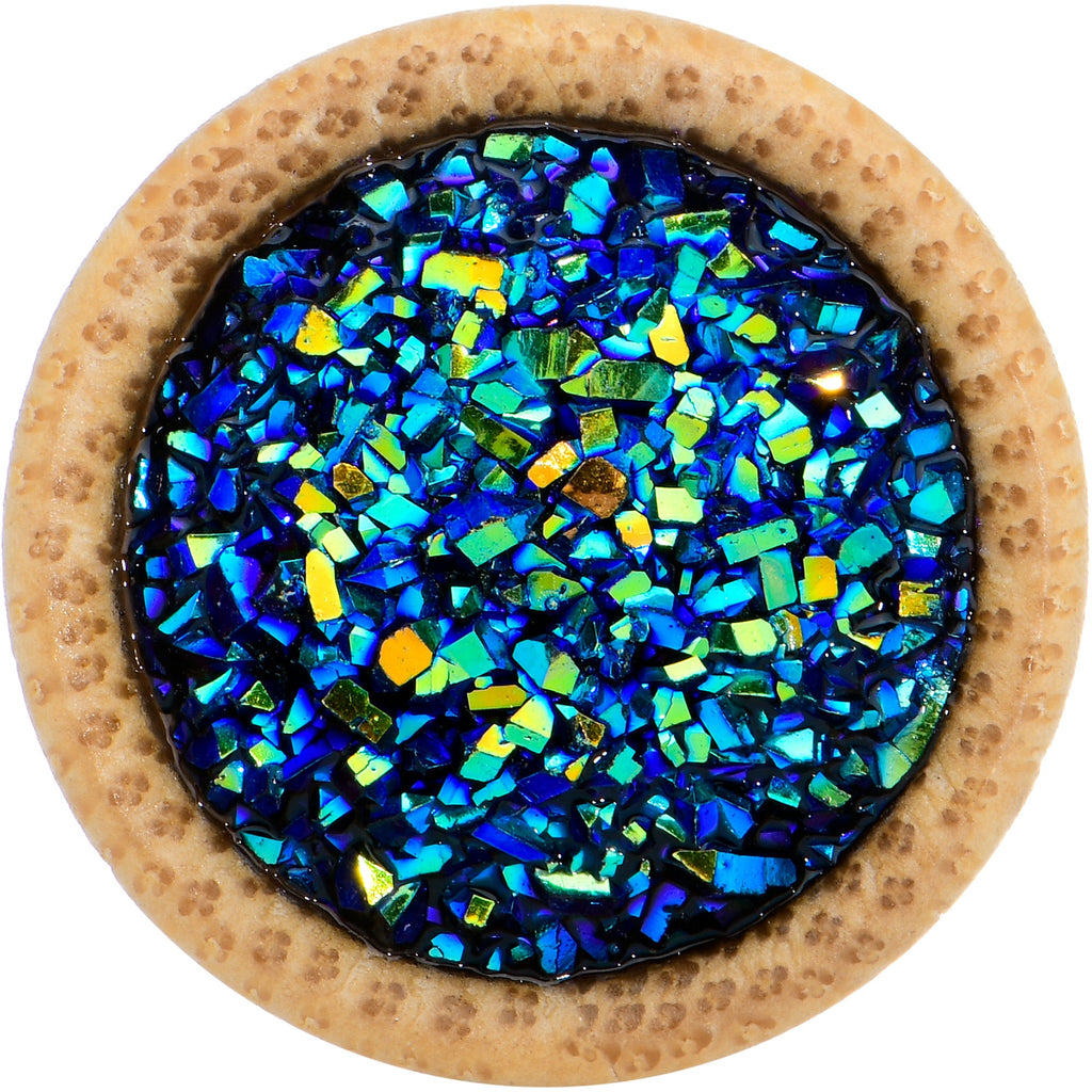 BodyCandy 9/16 Blue Druzy Stone Wood Saddle Plug Set — lifestyle context