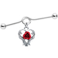 BodyCandy 14G Heart Red Rose Flower Valentines Day Dangle Project Bar 38mm — main product shot