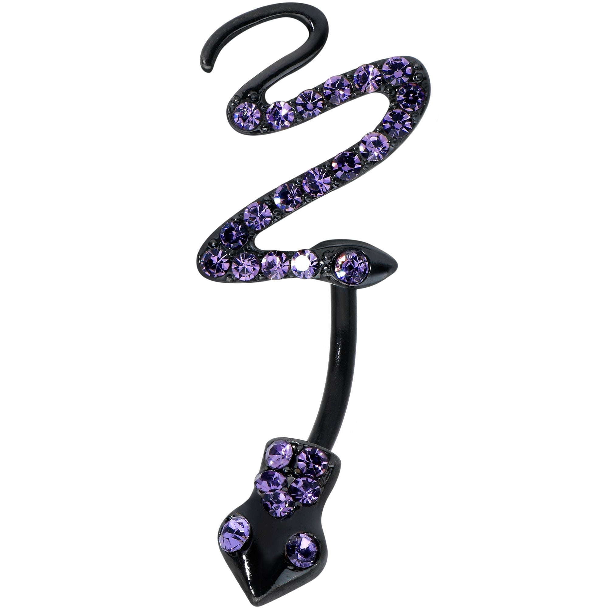 BodyCandy Purple Gem Black Stylish Snakes Double Mount Belly Ring — main product shot