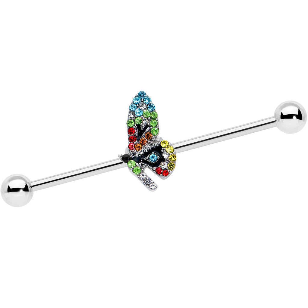 BodyCandy 14G Blue Red Green Gem Glitz Dragonfly Industrial Barbell 38mm — main product shot
