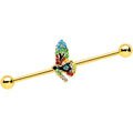 BodyCandy 14G Blue Gem Gold Tone Glitz Dragonfly Industrial Barbell 38mm — main product shot