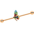 BodyCandy 14G Blue Gem Rose Gold Tone Dragonfly Industrial Barbell 38mm — main product shot