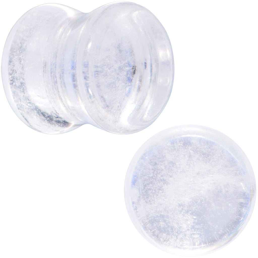 BodyCandy White Cloudy Quartz Double Flare Plug Set — back view