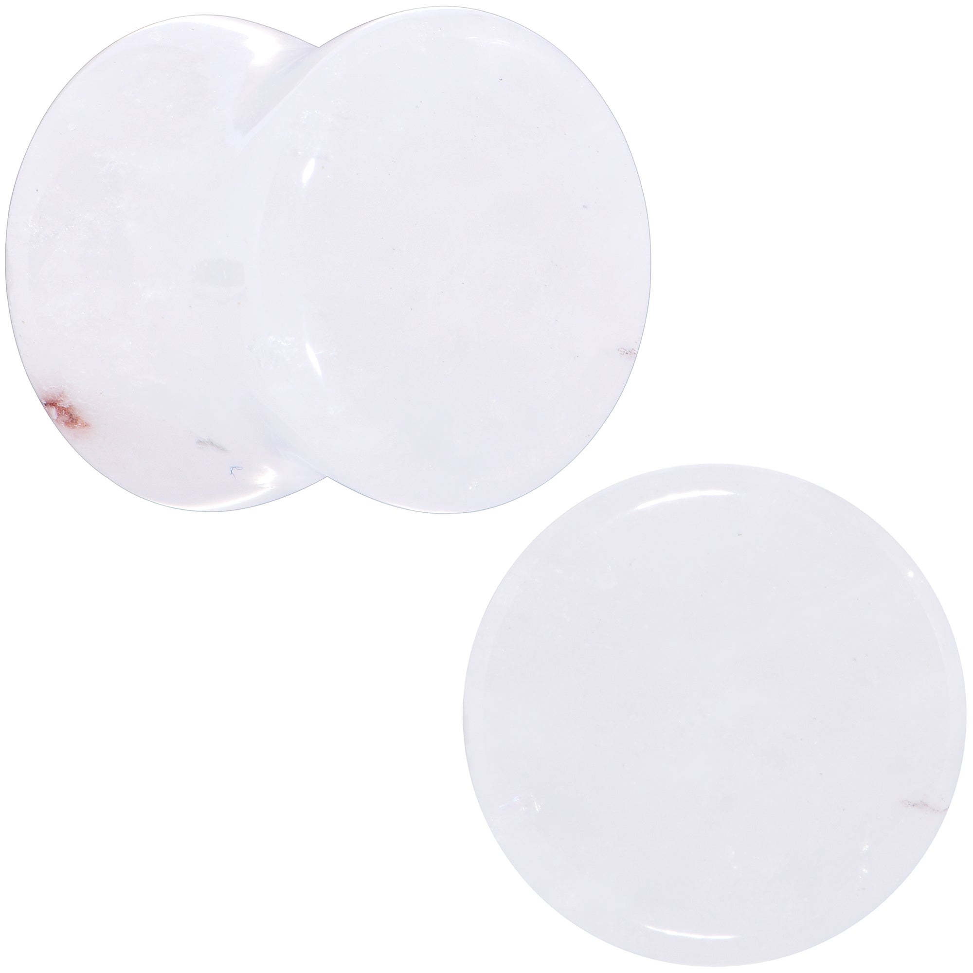 BodyCandy White Cloudy Quartz Double Flare Plug Set — size reference