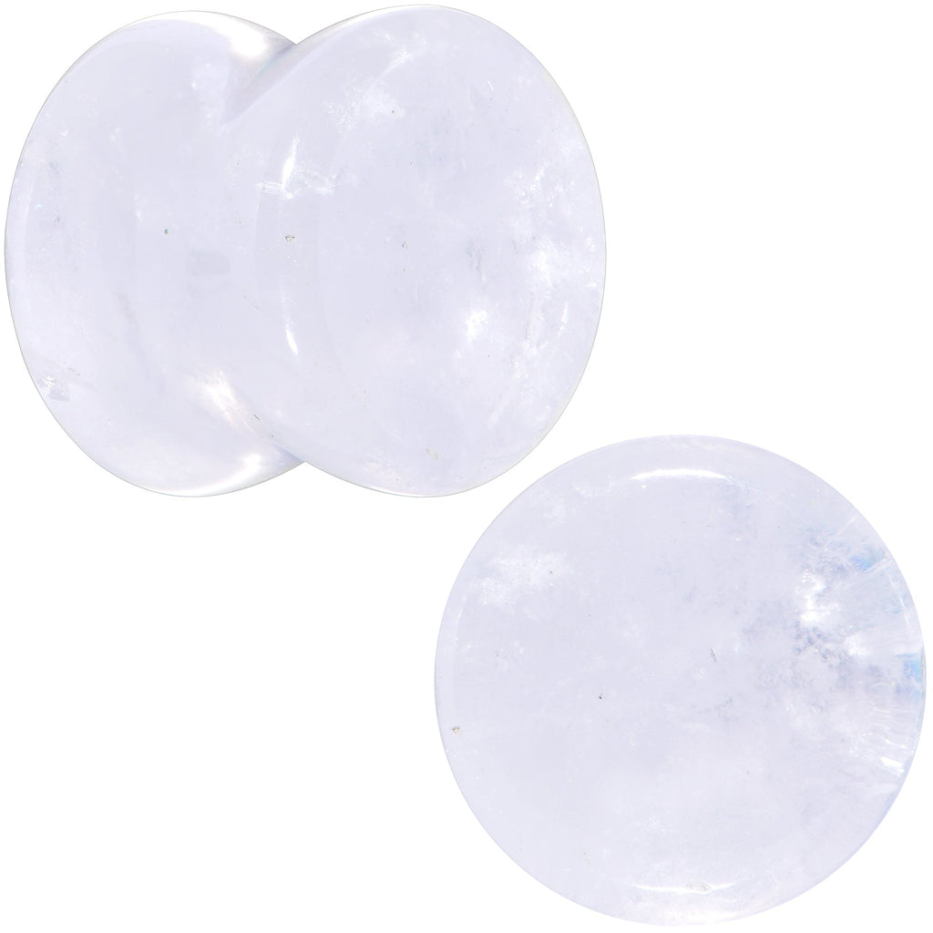BodyCandy White Cloudy Quartz Double Flare Plug Set — color detail