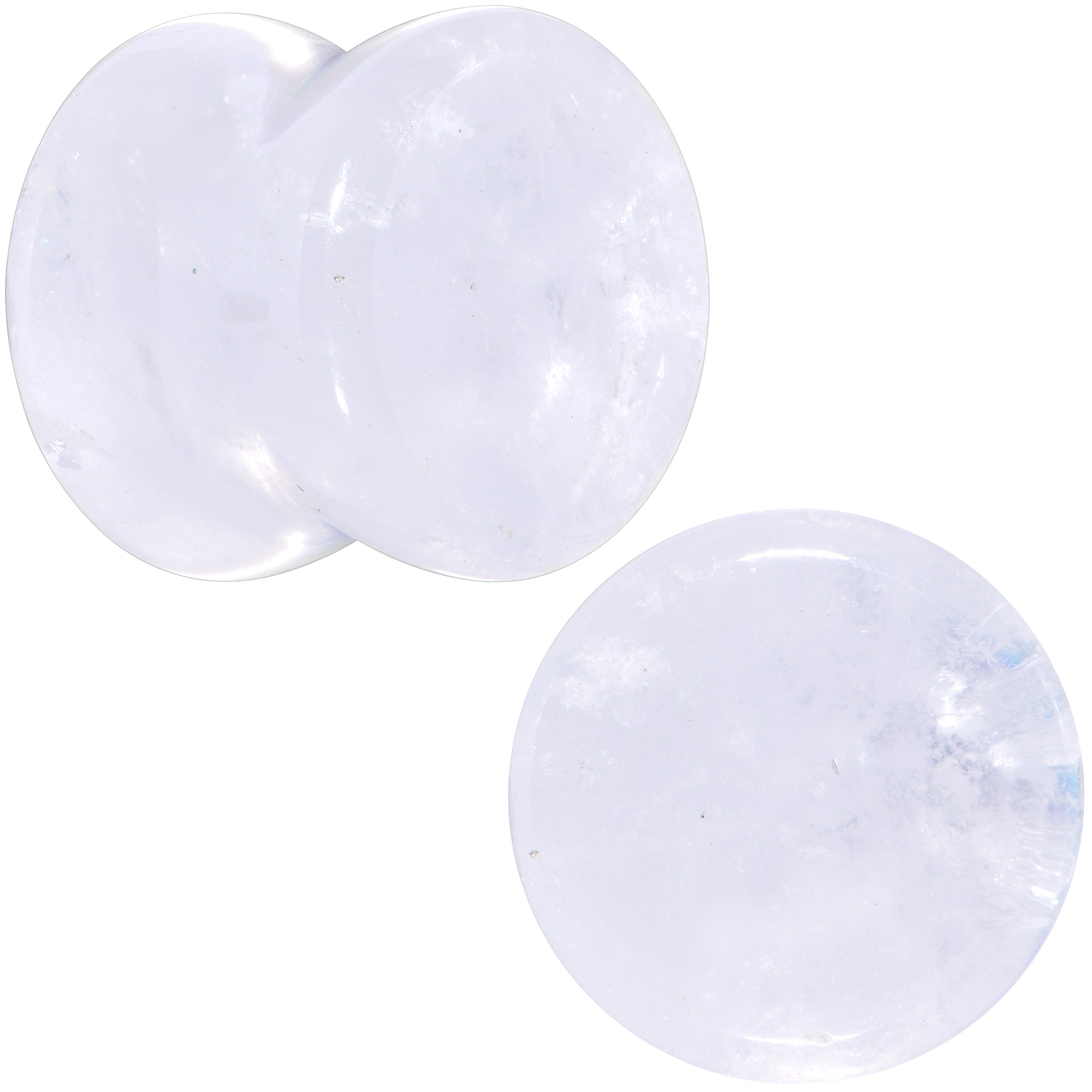 BodyCandy White Cloudy Quartz Double Flare Plug Set — color detail