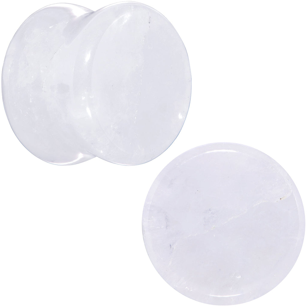 BodyCandy White Cloudy Quartz Double Flare Plug Set — comparison shot