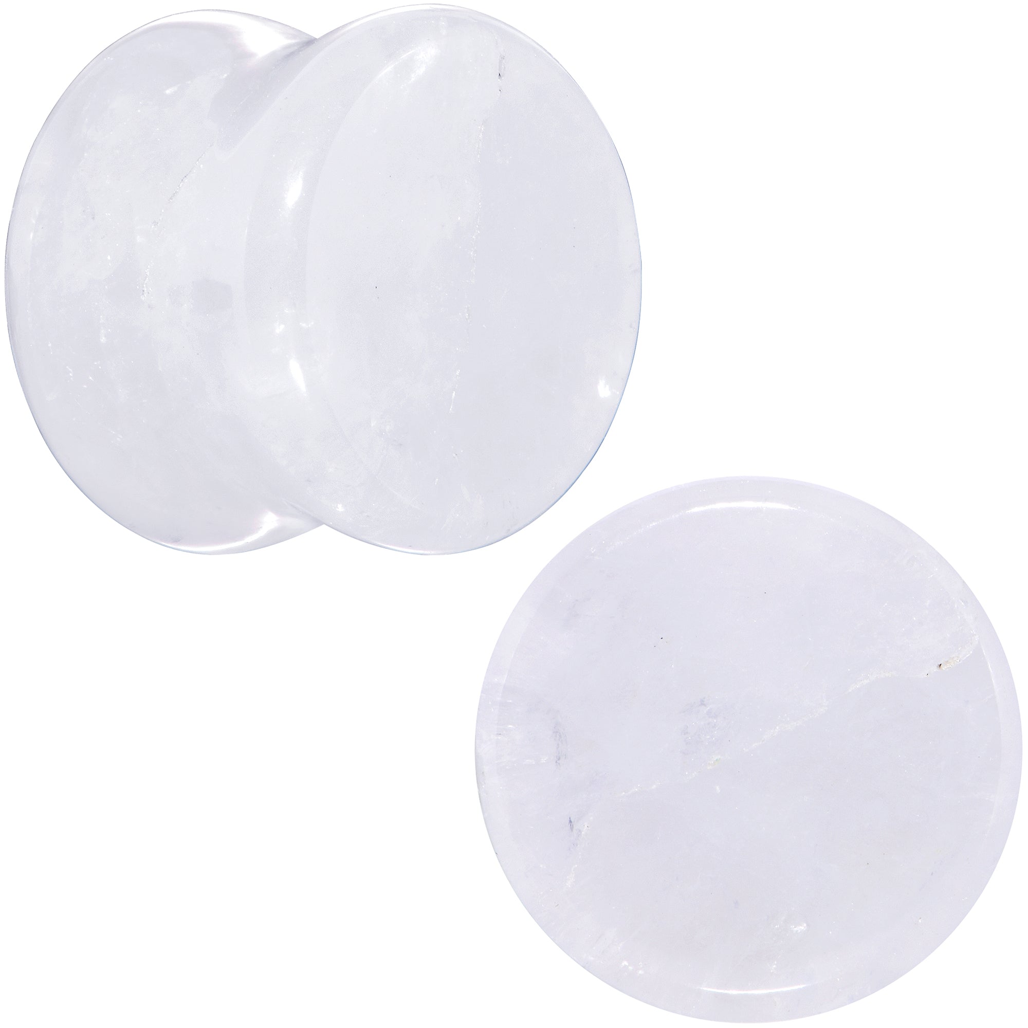 BodyCandy White Cloudy Quartz Double Flare Plug Set — comparison shot