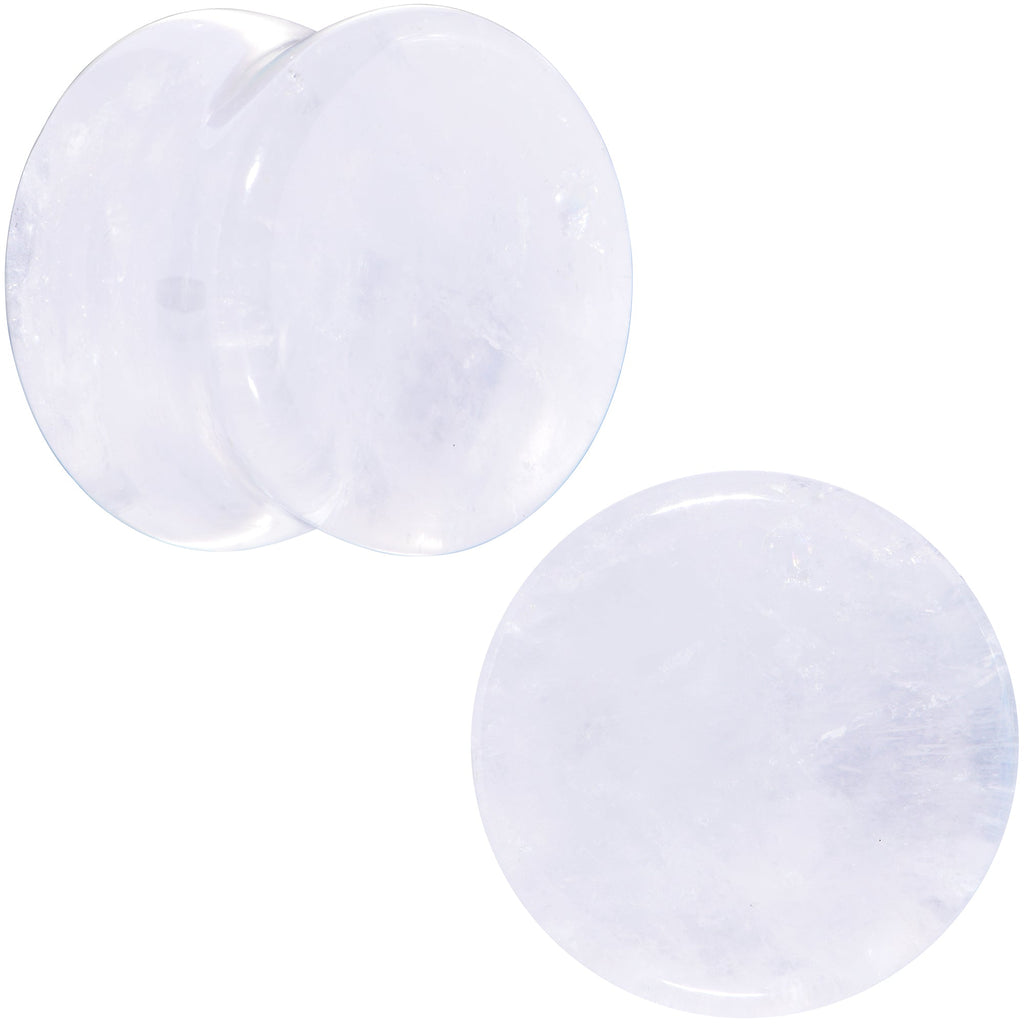 BodyCandy White Cloudy Quartz Double Flare Plug Set — fabric or material detail