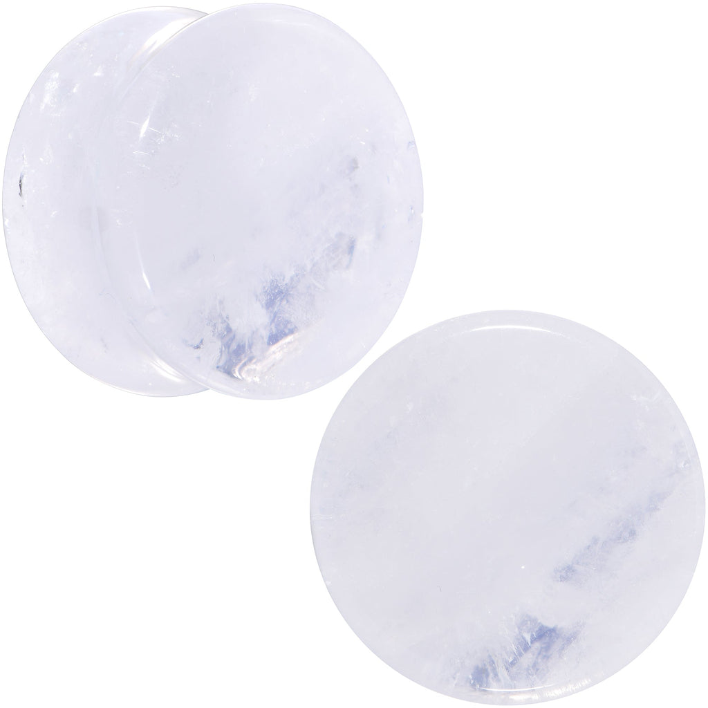 BodyCandy White Cloudy Quartz Double Flare Plug Set — flat-lay composition
