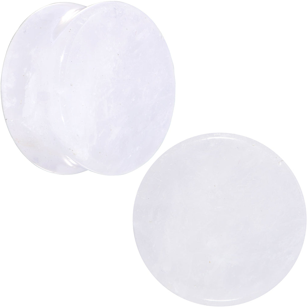 BodyCandy White Cloudy Quartz Double Flare Plug Set — main product shot