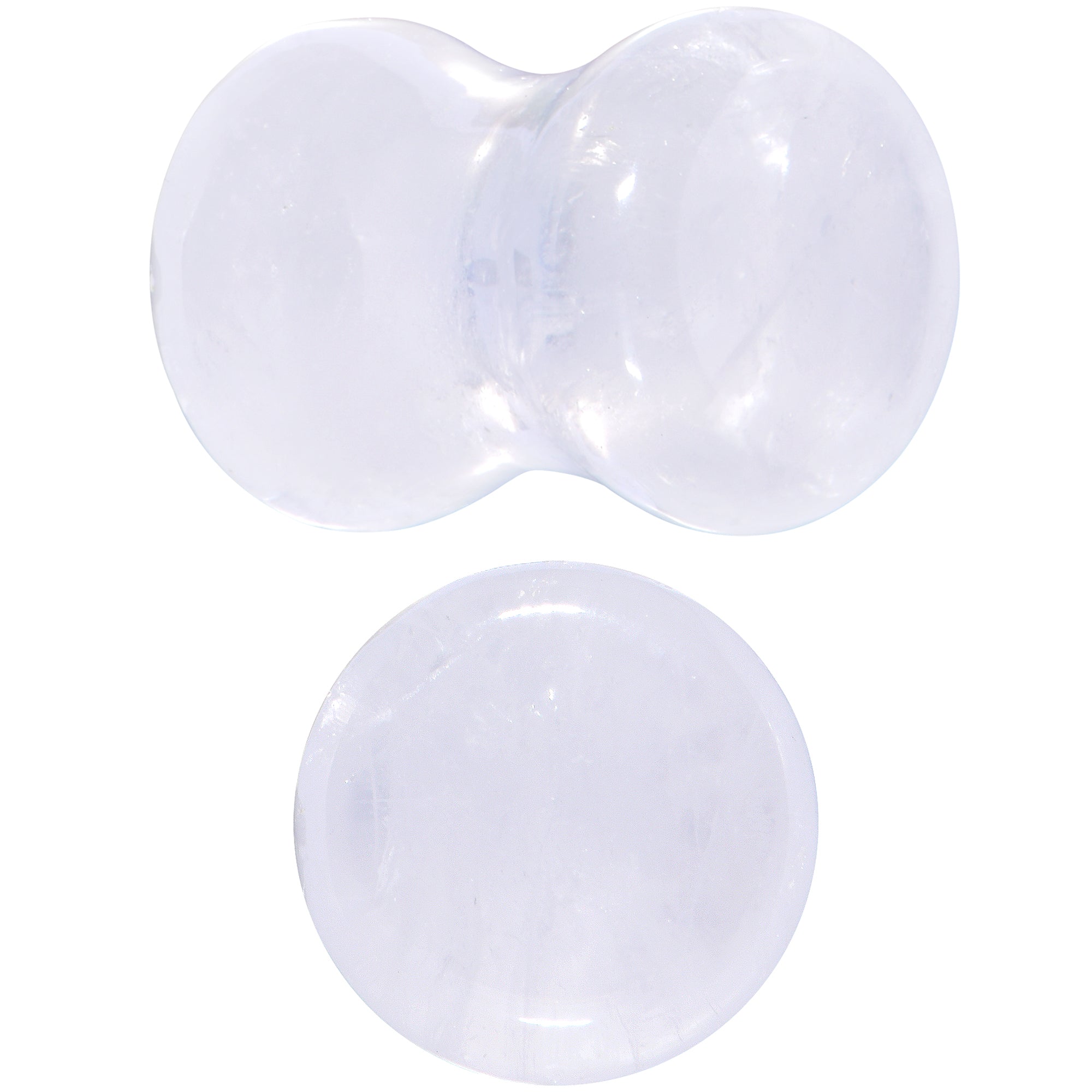 BodyCandy White Cloudy Quartz Double Flare Plug Set — alternative angle
