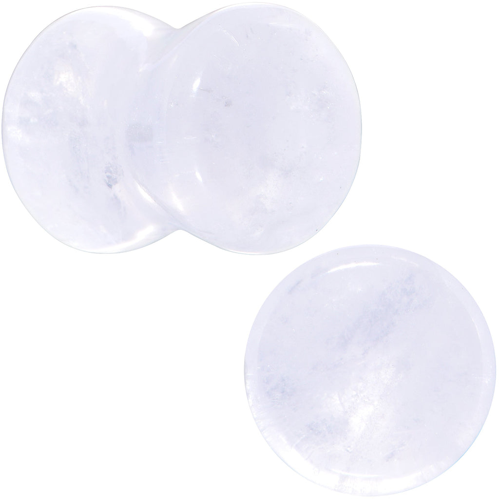 BodyCandy White Cloudy Quartz Double Flare Plug Set — in-use photo