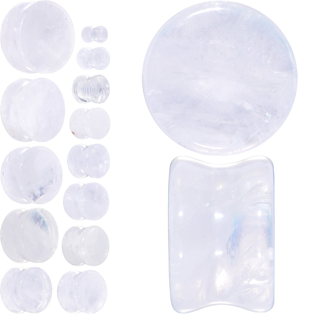 BodyCandy White Cloudy Quartz Double Flare Plug Set — main product shot