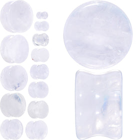 White Cloudy Quartz Double Flare Plug Set