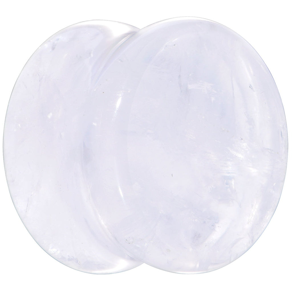 BodyCandy White Cloudy Quartz Double Flare Plug Set — detail close-up