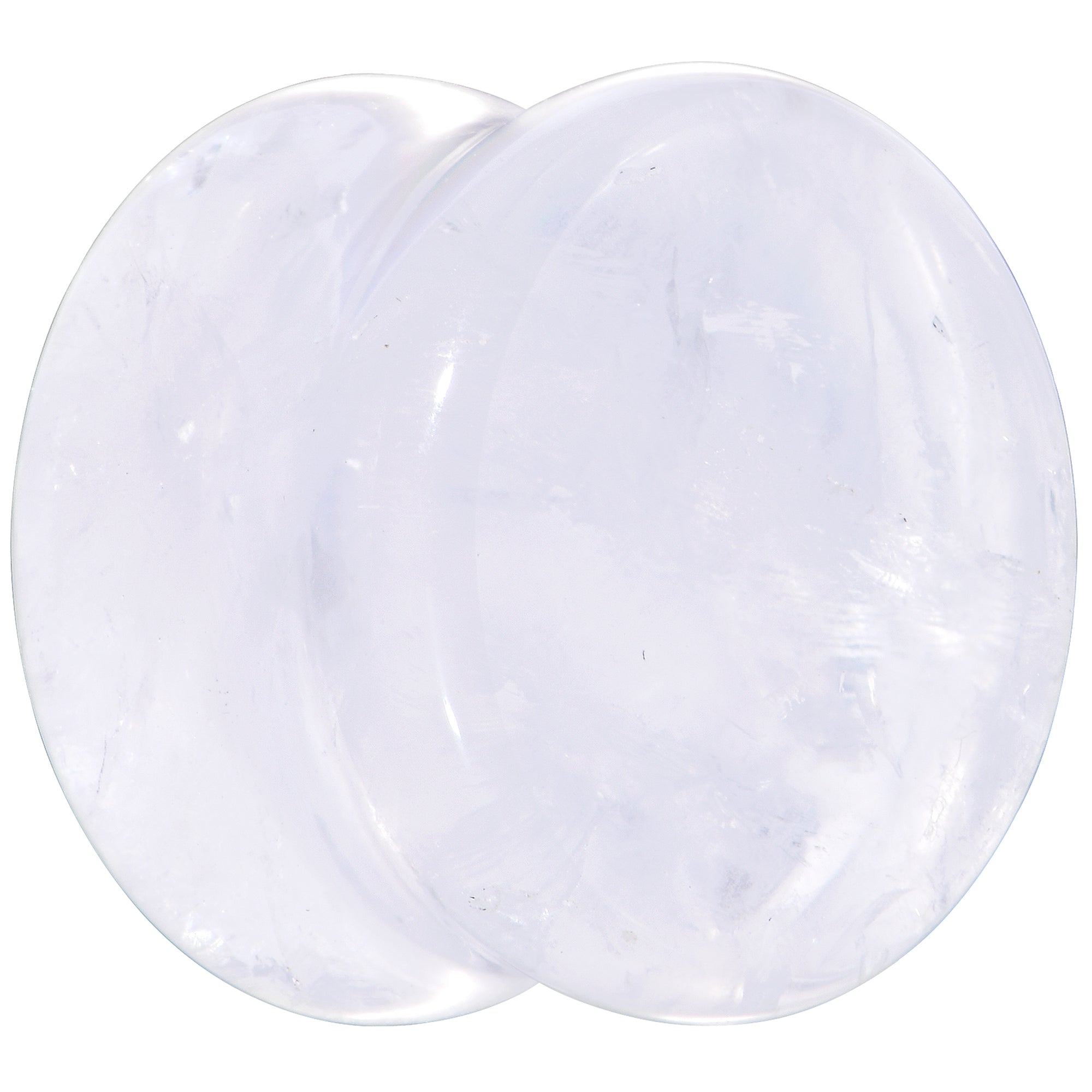 BodyCandy White Cloudy Quartz Double Flare Plug Set — detail close-up