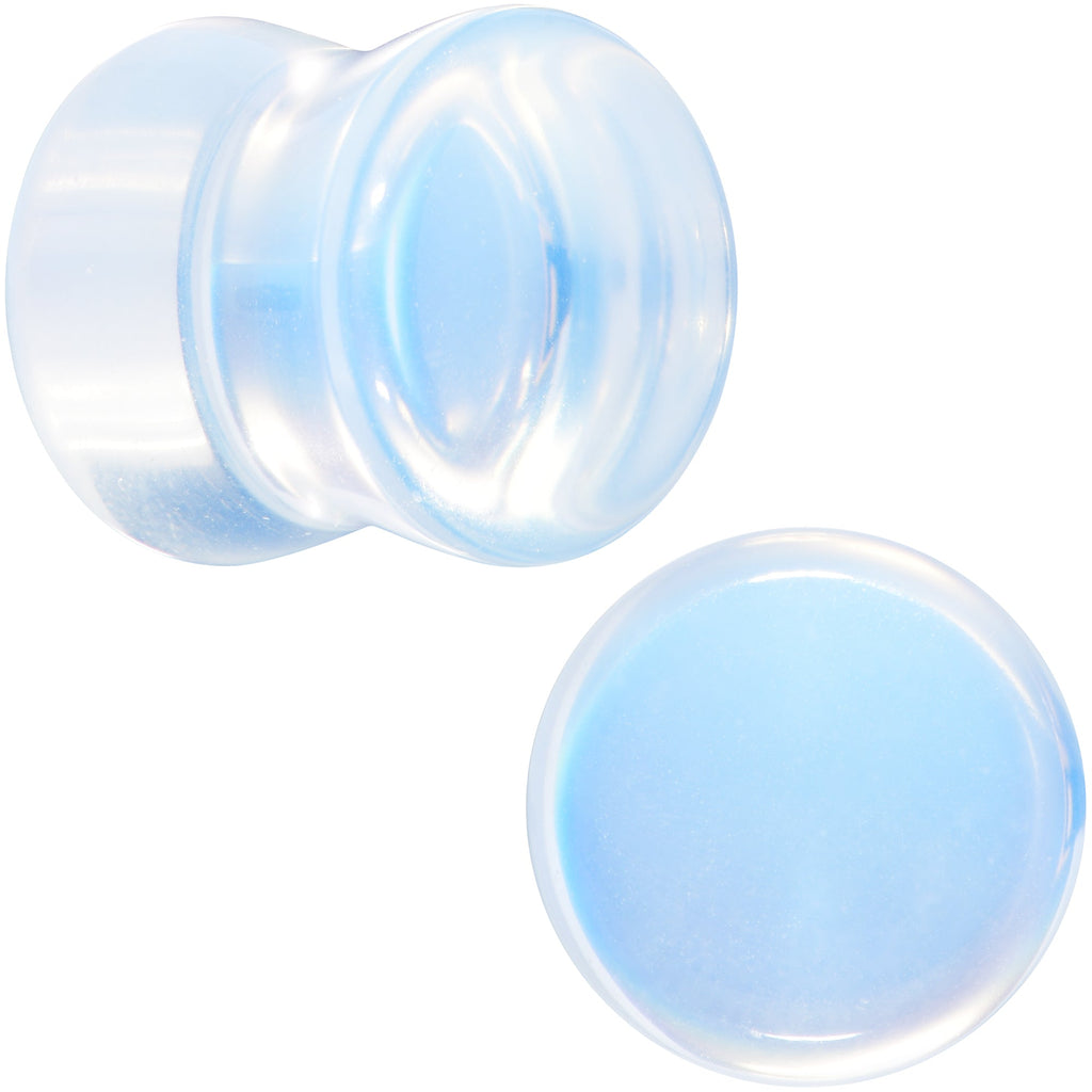 BodyCandy White Opalite Double Flare Plug Set — back view