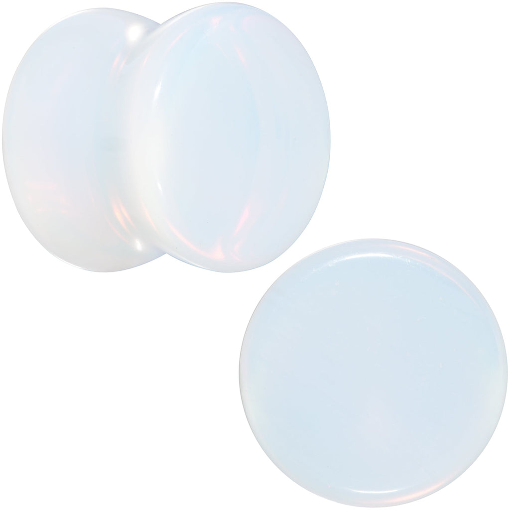 BodyCandy White Opalite Double Flare Plug Set — fabric or material detail