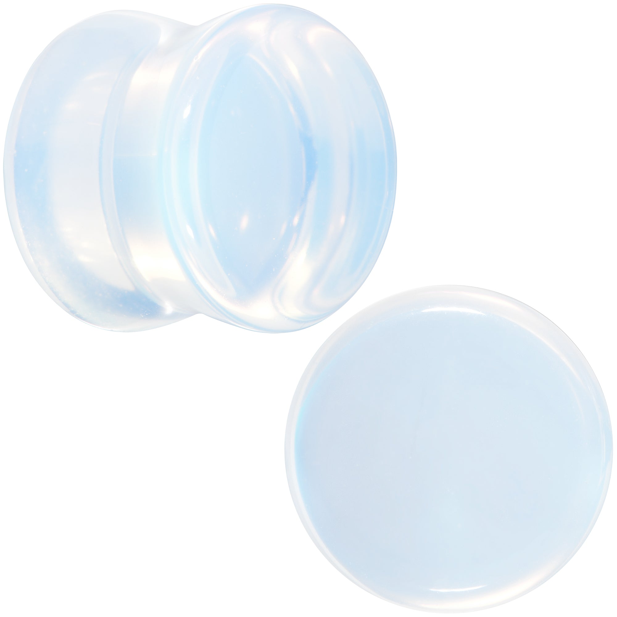 BodyCandy White Opalite Double Flare Plug Set — feature highlight