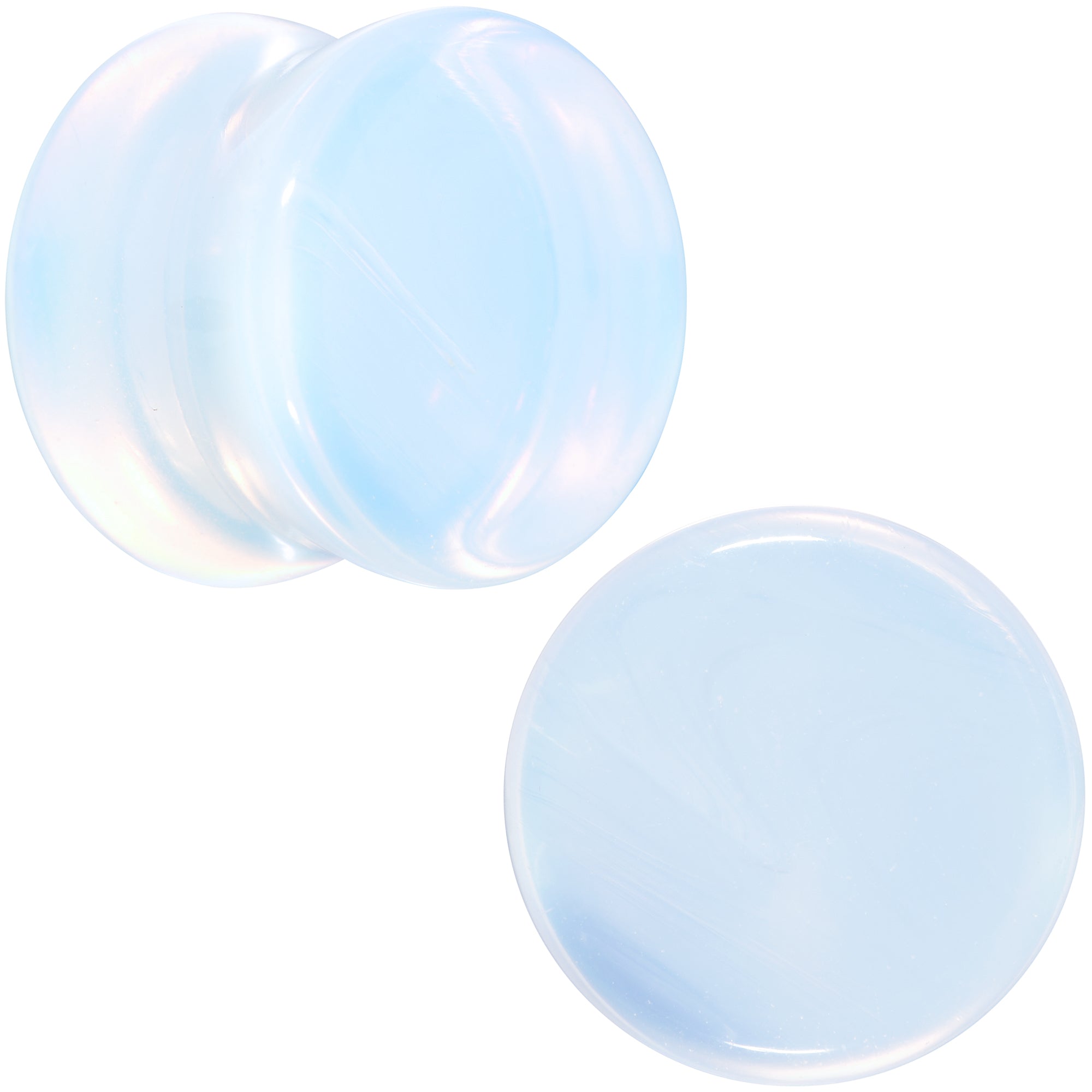 BodyCandy White Opalite Double Flare Plug Set — product on model
