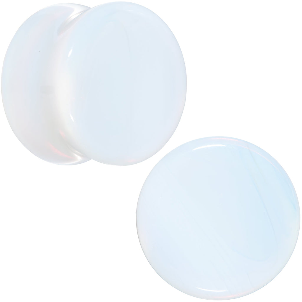 BodyCandy White Opalite Double Flare Plug Set — flat-lay composition
