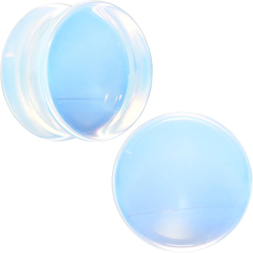 BodyCandy White Opalite Double Flare Plug Set — detail close-up