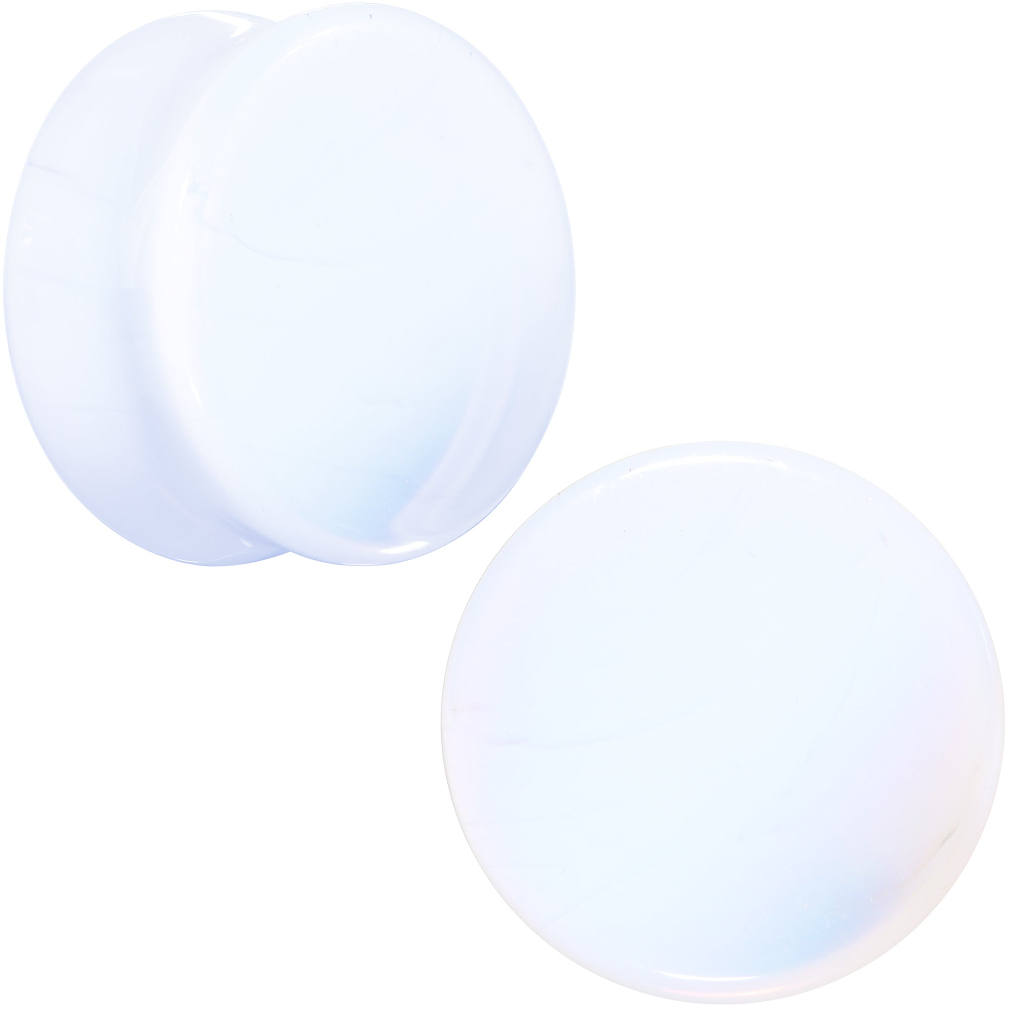 BodyCandy White Opalite Double Flare Plug Set — side view