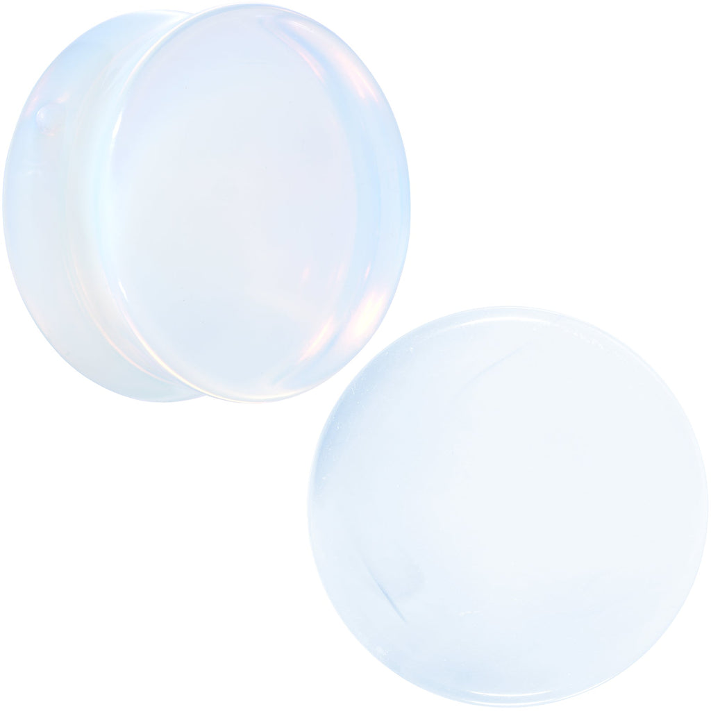 BodyCandy White Opalite Double Flare Plug Set — back view