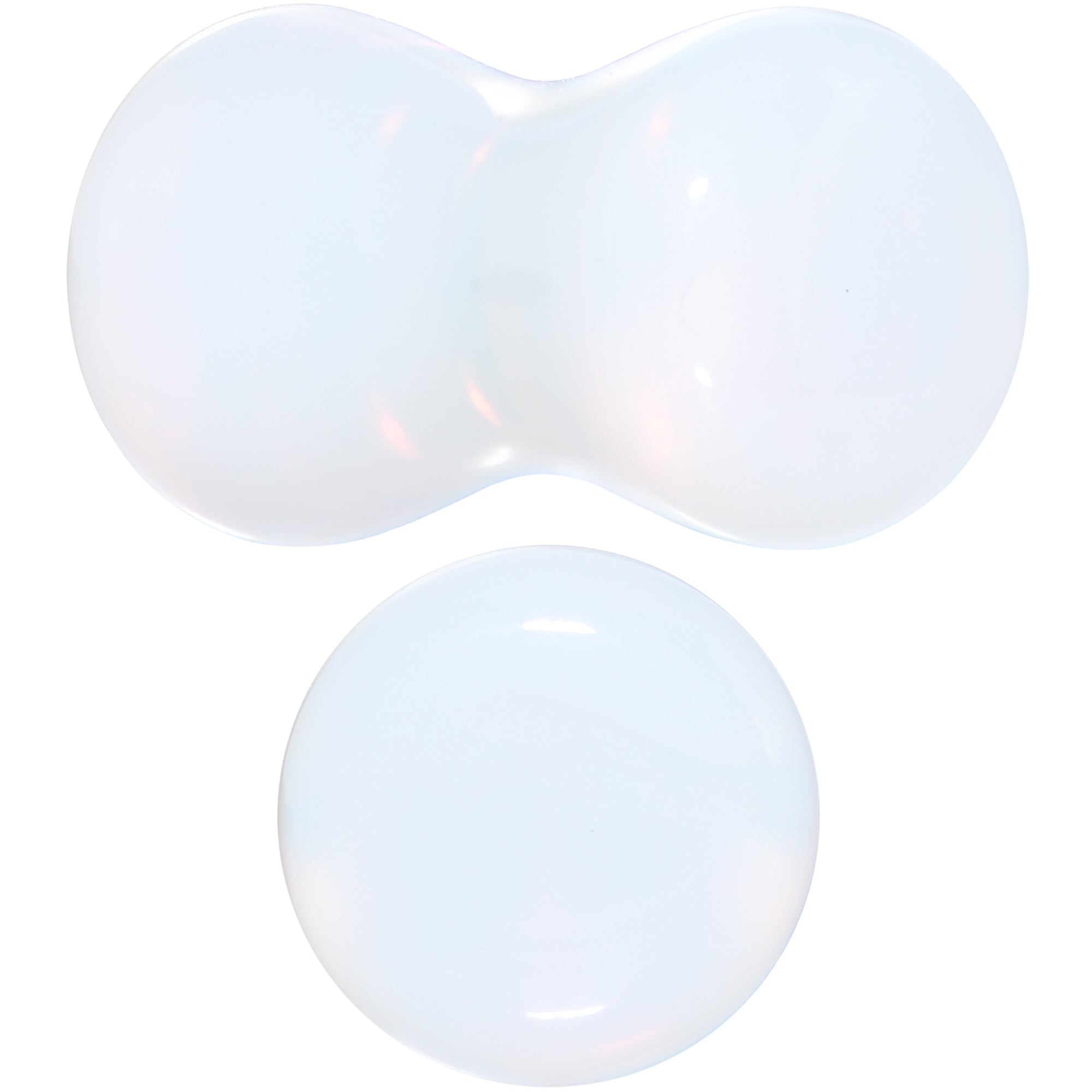 BodyCandy White Opalite Double Flare Plug Set — in-use photo