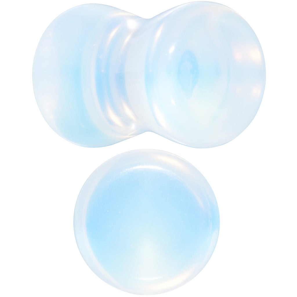 BodyCandy White Opalite Double Flare Plug Set — size reference