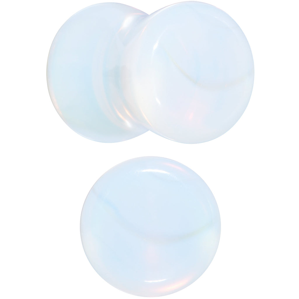 BodyCandy White Opalite Double Flare Plug Set — color detail