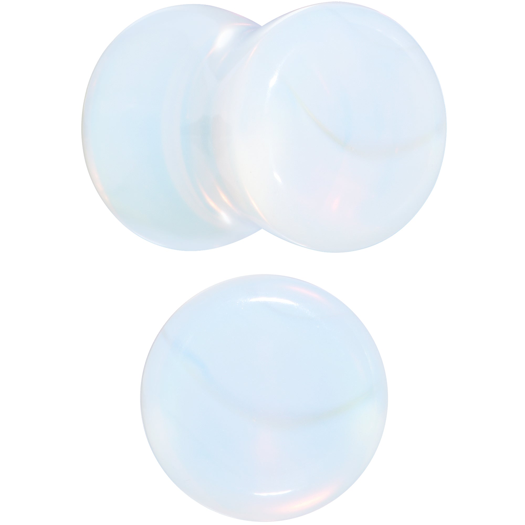 BodyCandy White Opalite Double Flare Plug Set — color detail