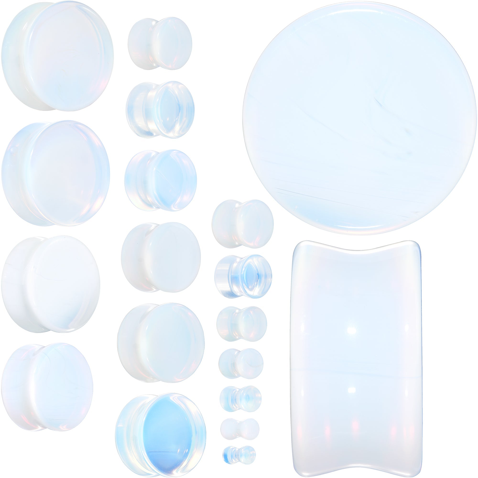 BodyCandy White Opalite Double Flare Plug Set — main product shot