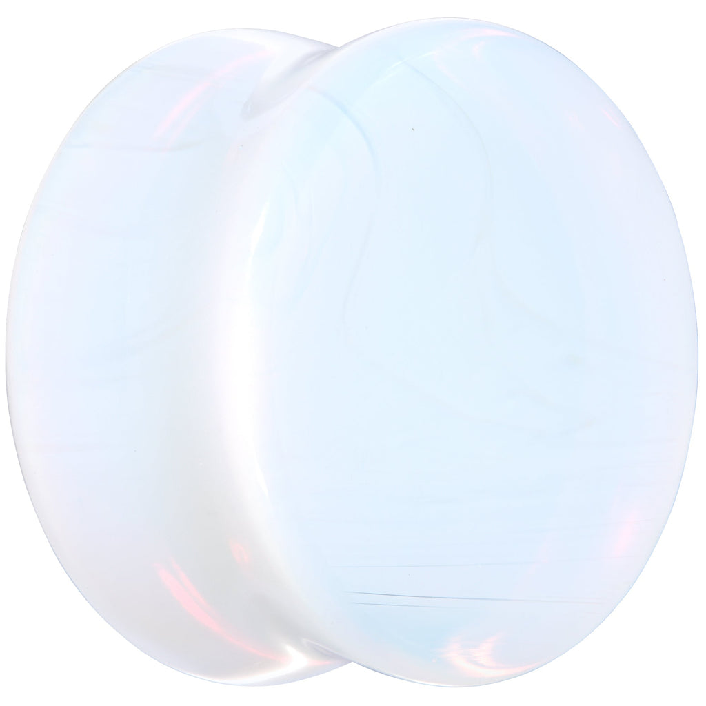 BodyCandy White Opalite Double Flare Plug Set — detail close-up