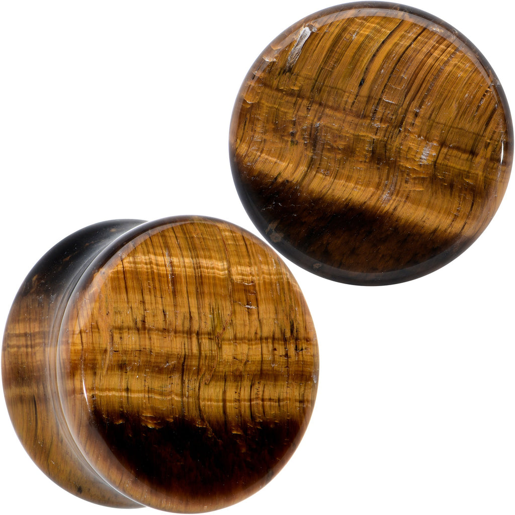 BodyCandy Natural Brown Tiger Eye Stone Double Flare Plug Set — lifestyle context