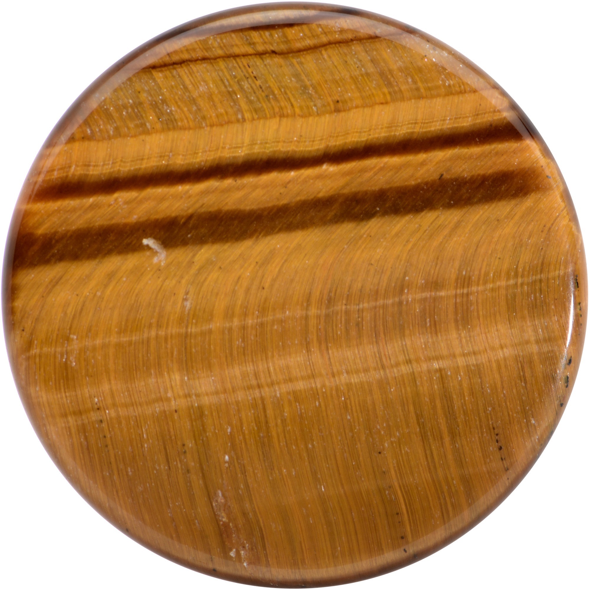 BodyCandy Natural Brown Tiger Eye Stone Double Flare Plug Set — side view